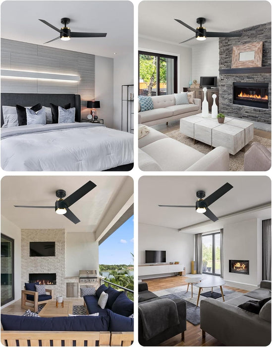 52 in. Outdoor Ceiling Fans with Light and Remote, Indoor Outdoor Reversible Modern Ceiling Fan for Bedroom Patio-15-ErisView
