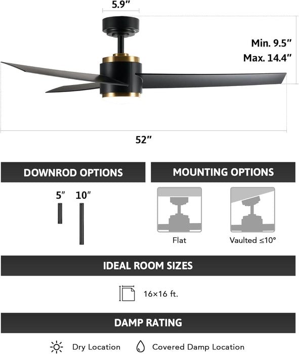 52 in. Outdoor Ceiling Fans with Light and Remote, Indoor Outdoor Reversible Modern Ceiling Fan for Bedroom Patio-16-ErisView