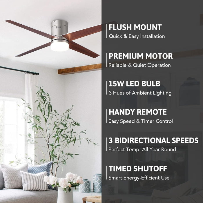 52 in. Outdoor Ceiling Fans with Light and Remote, Indoor Outdoor Reversible Modern Ceiling Fan for Bedroom Patio-19-ErisView