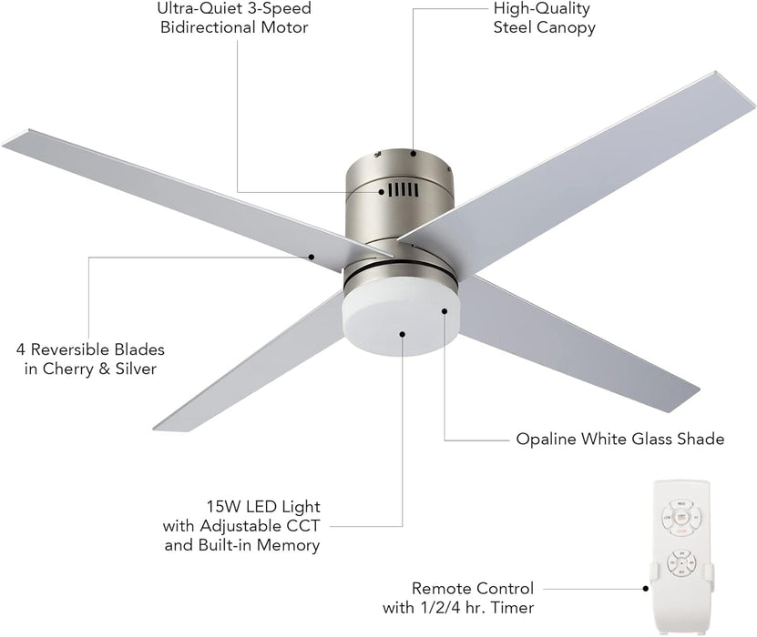 52 in. Outdoor Ceiling Fans with Light and Remote, Indoor Outdoor Reversible Modern Ceiling Fan for Bedroom Patio-21-ErisView
