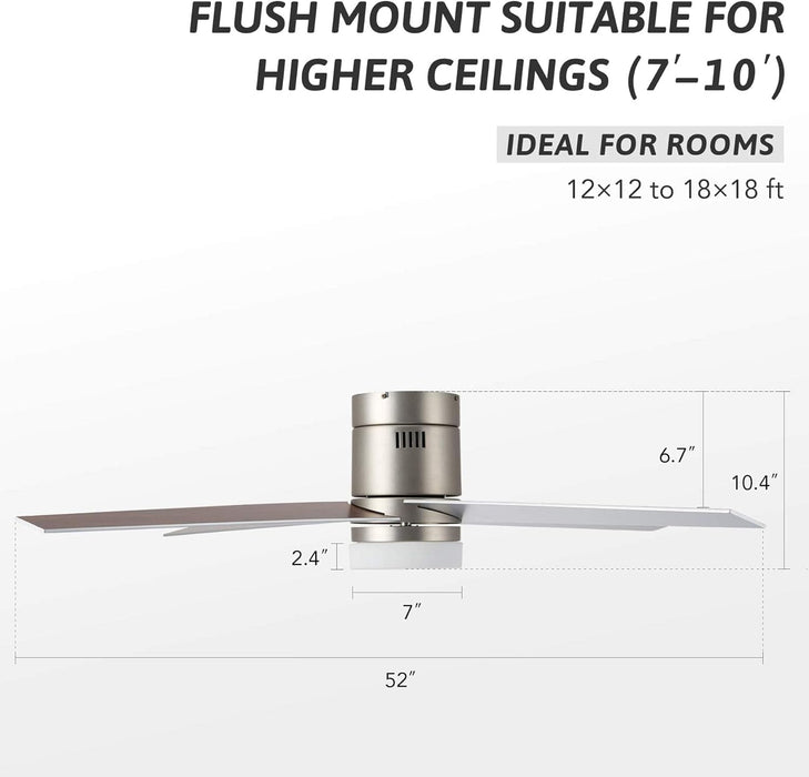 52 in. Outdoor Ceiling Fans with Light and Remote, Indoor Outdoor Reversible Modern Ceiling Fan for Bedroom Patio-23-ErisView