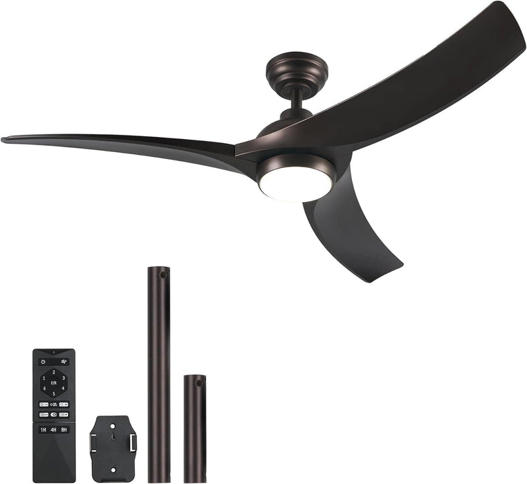 52 in. Outdoor Ceiling Fans with Light and Remote, Indoor Outdoor Reversible Modern Ceiling Fan for Bedroom Patio-26-ErisView
