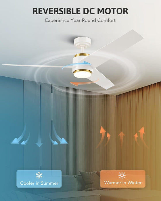 52 in. Outdoor Ceiling Fans with Light and Remote, Indoor Outdoor Reversible Modern Ceiling Fan for Bedroom Patio-6-ErisView