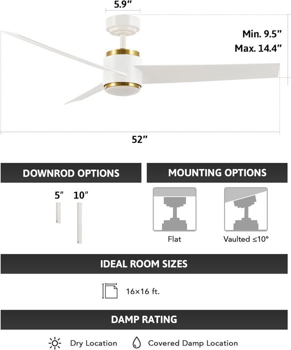 52 in. Outdoor Ceiling Fans with Light and Remote, Indoor Outdoor Reversible Modern Ceiling Fan for Bedroom Patio-8-ErisView