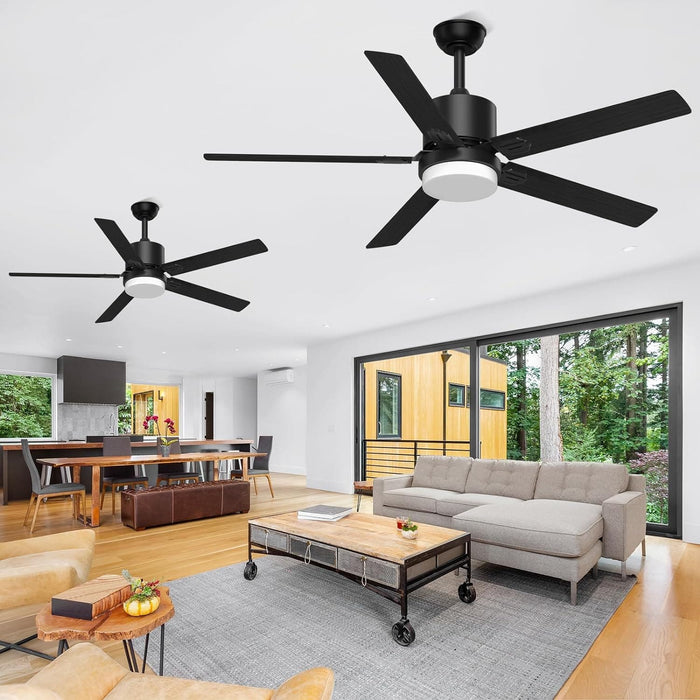 52 in. Outdoor Modern Black Fan, Ceiling Fans with Lights and Remote, Bedroom Ceiling Fans, Porch Fans-11-ErisView
