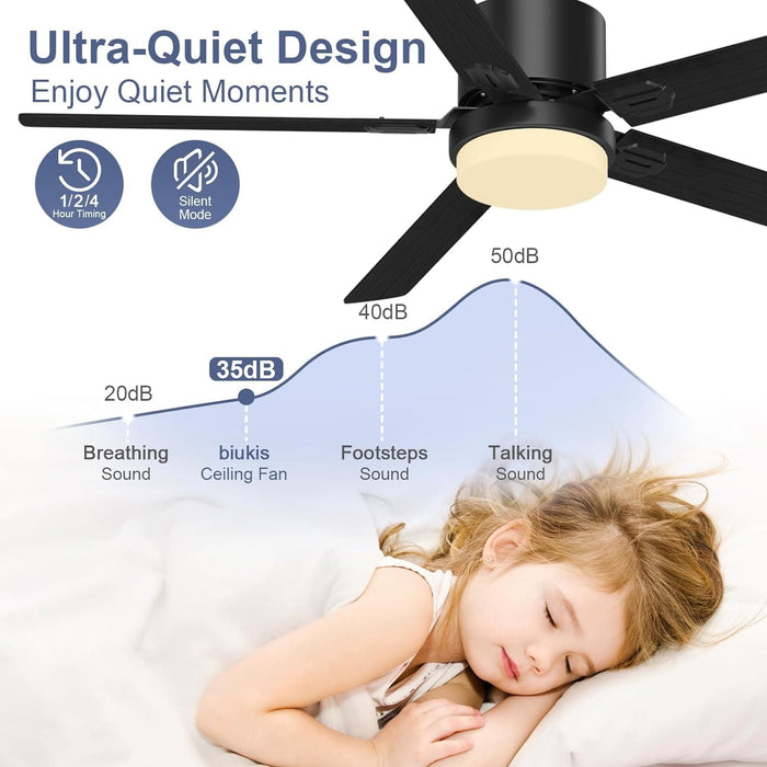 52 in. Outdoor Modern Black Fan, Ceiling Fans with Lights and Remote, Bedroom Ceiling Fans, Porch Fans-15-ErisView