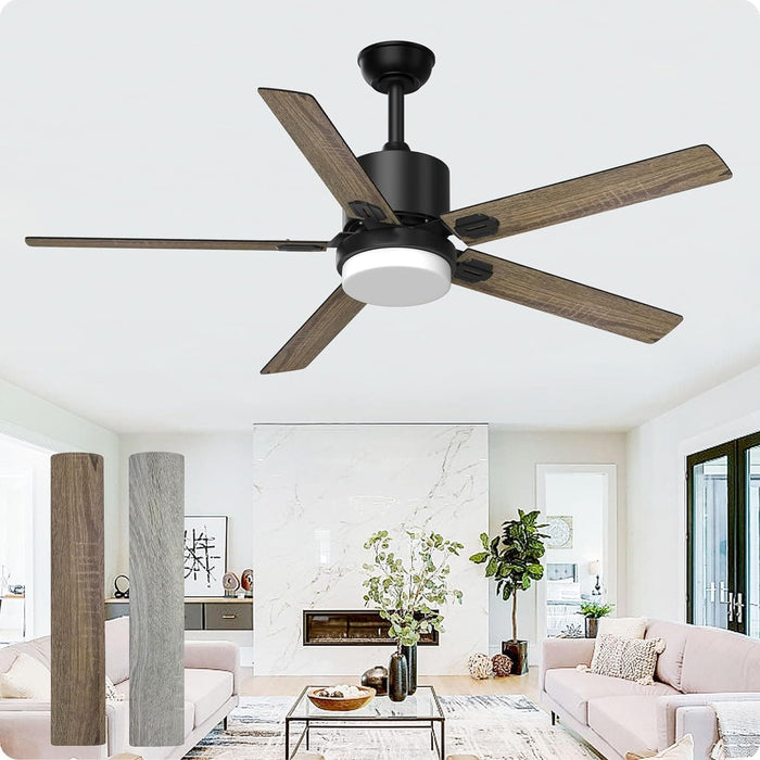 52 in. Outdoor Modern Black Fan, Ceiling Fans with Lights and Remote, Bedroom Ceiling Fans, Porch Fans-18-ErisView