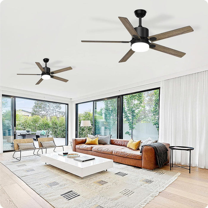 52 in. Outdoor Modern Black Fan, Ceiling Fans with Lights and Remote, Bedroom Ceiling Fans, Porch Fans-19-ErisView