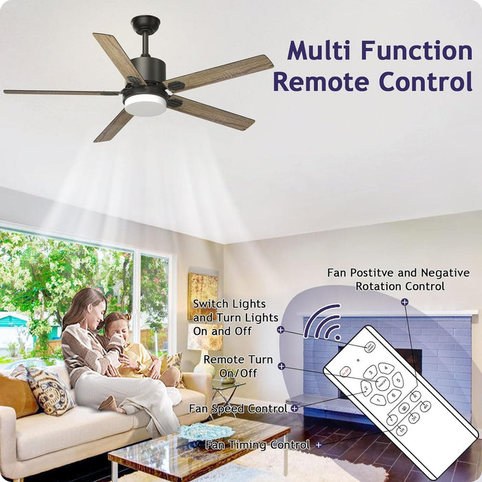 52 in. Outdoor Modern Black Fan, Ceiling Fans with Lights and Remote, Bedroom Ceiling Fans, Porch Fans-20-ErisView