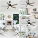 52 in. Outdoor Modern Black Fan, Ceiling Fans with Lights and Remote, Bedroom Ceiling Fans, Porch Fans-23-ErisView