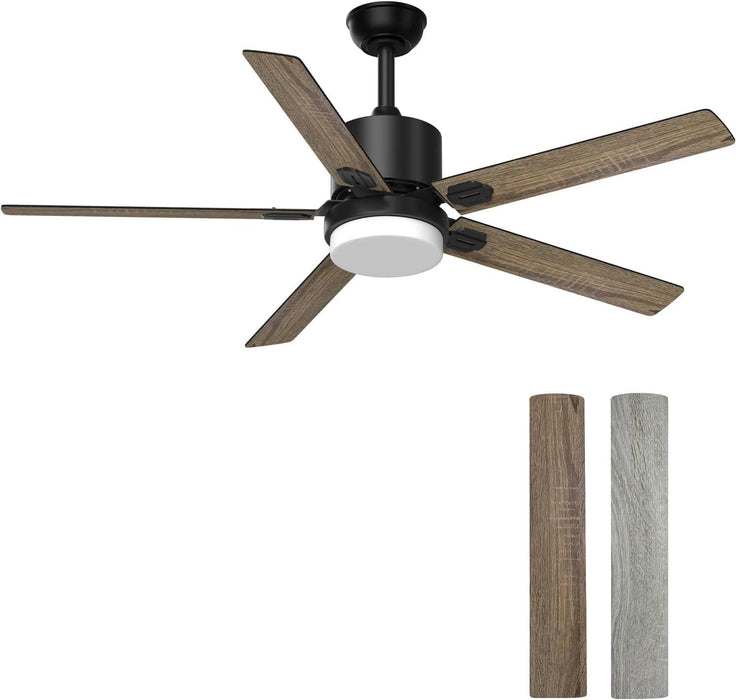 52 in. Outdoor Modern Black Fan, Ceiling Fans with Lights and Remote, Bedroom Ceiling Fans, Porch Fans-24-ErisView