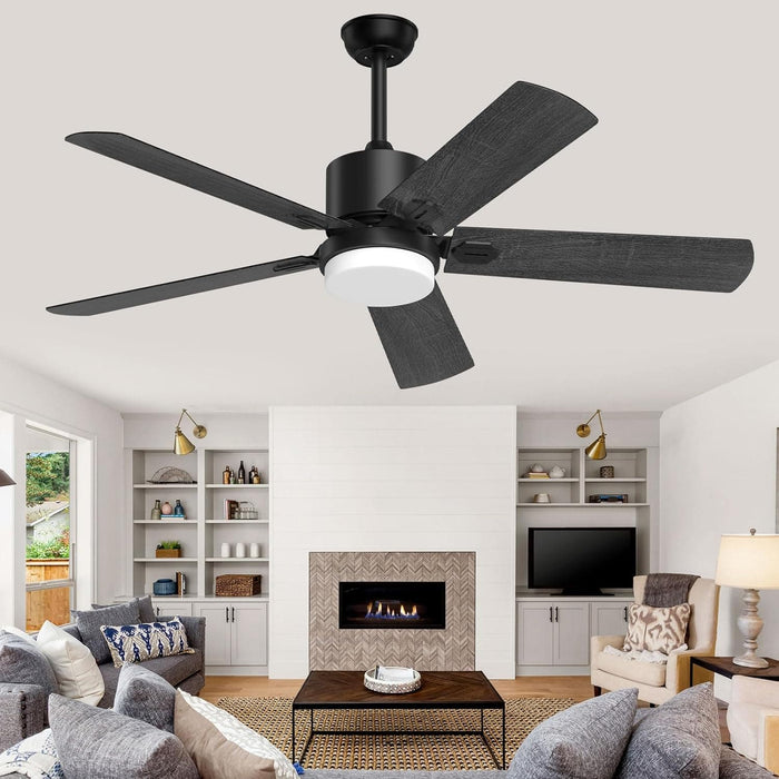 52 in. Outdoor Modern Black Fan, Ceiling Fans with Lights and Remote, Bedroom Ceiling Fans, Porch Fans-25-ErisView