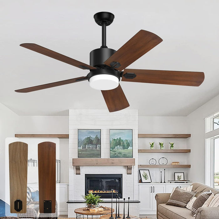 52 in. Outdoor Modern Black Fan, Ceiling Fans with Lights and Remote, Bedroom Ceiling Fans, Porch Fans-41-ErisView