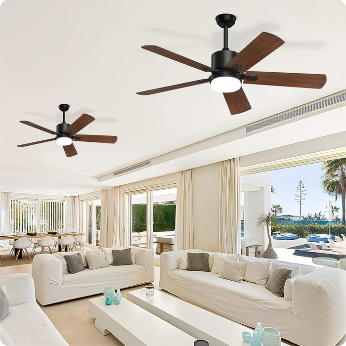 52 in. Outdoor Modern Black Fan, Ceiling Fans with Lights and Remote, Bedroom Ceiling Fans, Porch Fans-42-ErisView