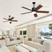 52 in. Outdoor Modern Black Fan, Ceiling Fans with Lights and Remote, Bedroom Ceiling Fans, Porch Fans-42-ErisView