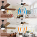 52 in. Outdoor Modern Black Fan, Ceiling Fans with Lights and Remote, Bedroom Ceiling Fans, Porch Fans-45-ErisView