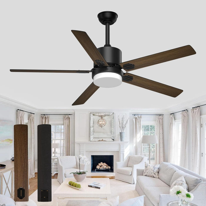 52 in. Outdoor Modern Black Fan, Ceiling Fans with Lights and Remote, Bedroom Ceiling Fans, Porch Fans-48-ErisView
