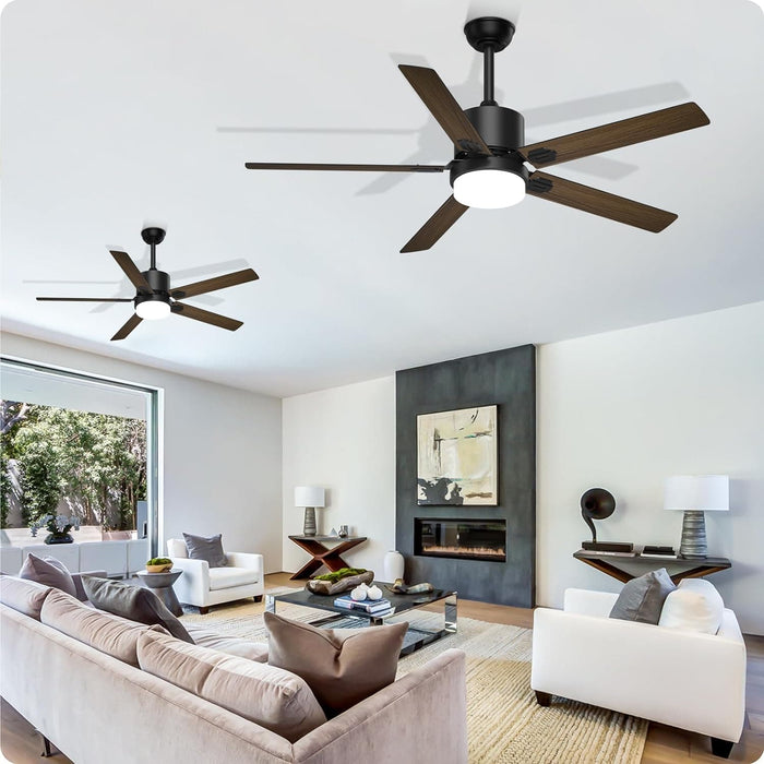 52 in. Outdoor Modern Black Fan, Ceiling Fans with Lights and Remote, Bedroom Ceiling Fans, Porch Fans-49-ErisView