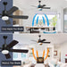 52 in. Outdoor Modern Black Fan, Ceiling Fans with Lights and Remote, Bedroom Ceiling Fans, Porch Fans-4-ErisView