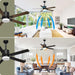 52 in. Outdoor Modern Black Fan, Ceiling Fans with Lights and Remote, Bedroom Ceiling Fans, Porch Fans-51-ErisView