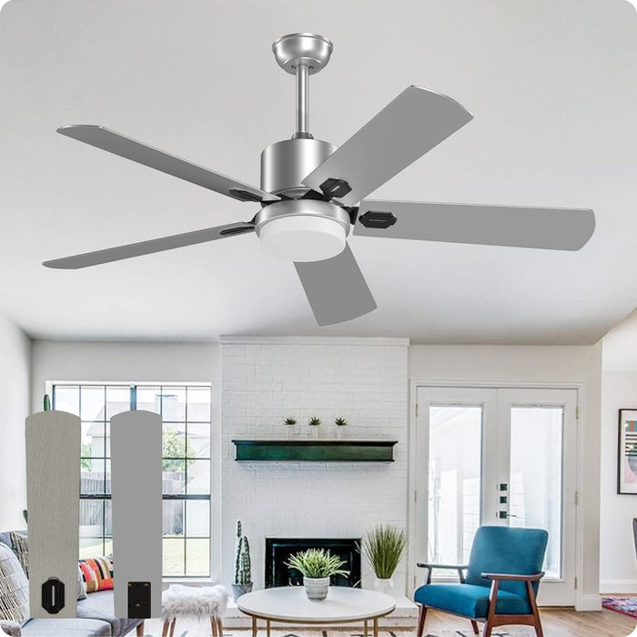 52 in. Outdoor Modern Black Fan, Ceiling Fans with Lights and Remote, Bedroom Ceiling Fans, Porch Fans-55-ErisView