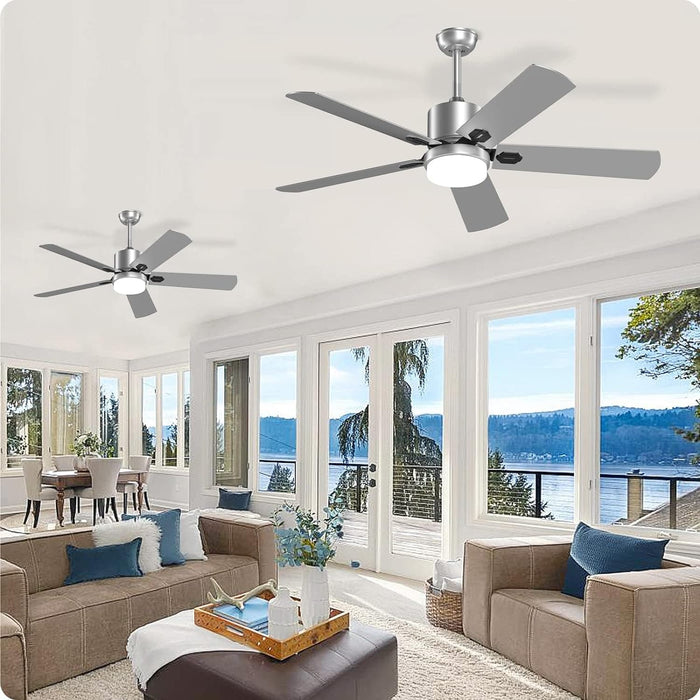 52 in. Outdoor Modern Black Fan, Ceiling Fans with Lights and Remote, Bedroom Ceiling Fans, Porch Fans-56-ErisView
