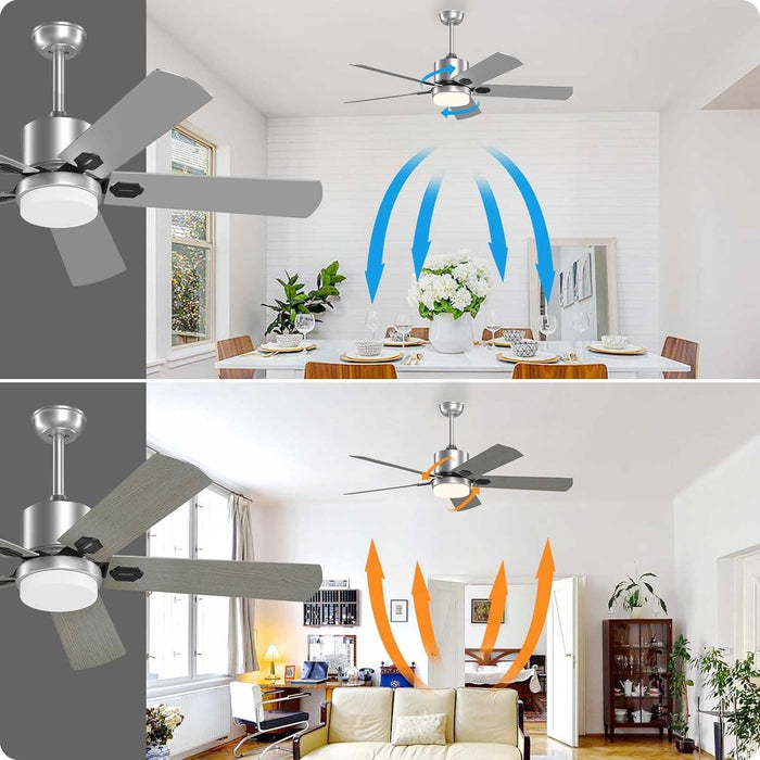 52 in. Outdoor Modern Black Fan, Ceiling Fans with Lights and Remote, Bedroom Ceiling Fans, Porch Fans-58-ErisView