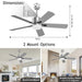 52 in. Outdoor Modern Black Fan, Ceiling Fans with Lights and Remote, Bedroom Ceiling Fans, Porch Fans-60-ErisView
