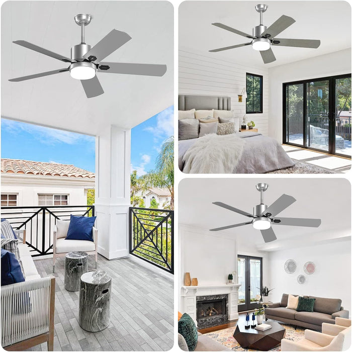 52 in. Outdoor Modern Black Fan, Ceiling Fans with Lights and Remote, Bedroom Ceiling Fans, Porch Fans-61-ErisView