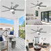 52 in. Outdoor Modern Black Fan, Ceiling Fans with Lights and Remote, Bedroom Ceiling Fans, Porch Fans-61-ErisView