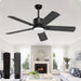 52 in. Outdoor Modern Black Fan, Ceiling Fans with Lights and Remote, Bedroom Ceiling Fans, Porch Fans-1-ErisView