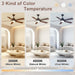 52 in. Quiet Ceiling Fans, Remote Control Ceiling Fan and Light, Stylish Ceiling Fans, 5 Blades Modern Ceiling Fan for Bedroom Living Room Office Patio-2-ErisView