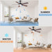 52 in. Quiet Ceiling Fans, Remote Control Ceiling Fan and Light, Stylish Ceiling Fans, 5 Blades Modern Ceiling Fan for Bedroom Living Room Office Patio-5-ErisView