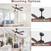 52 in. Quiet Ceiling Fans, Remote Control Ceiling Fan and Light, Stylish Ceiling Fans, 5 Blades Modern Ceiling Fan for Bedroom Living Room Office Patio-6-ErisView