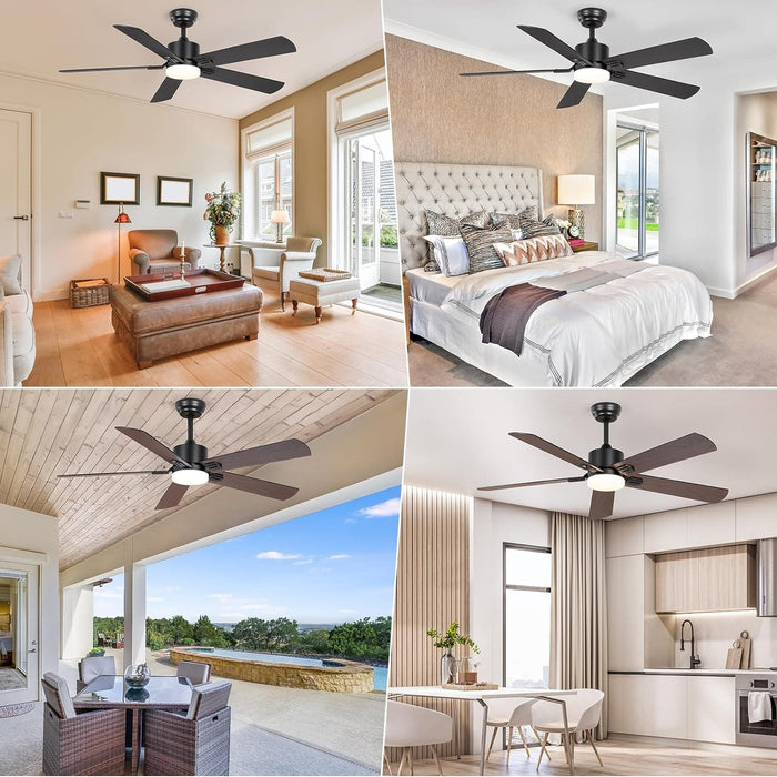 52 in. Quiet Ceiling Fans, Remote Control Ceiling Fan and Light, Stylish Ceiling Fans, 5 Blades Modern Ceiling Fan for Bedroom Living Room Office Patio-7-ErisView