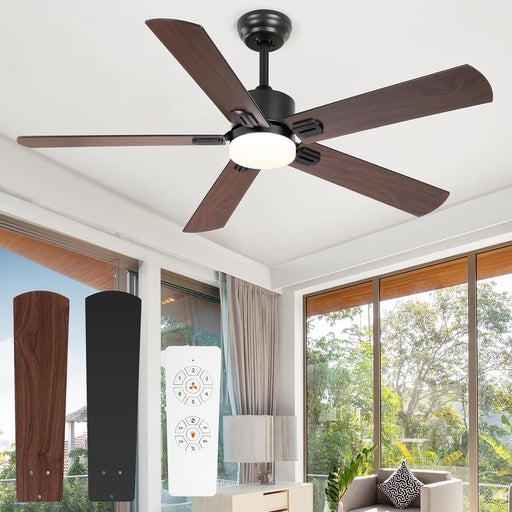 52 in. Quiet Ceiling Fans, Remote Control Ceiling Fan and Light, Stylish Ceiling Fans, 5 Blades Modern Ceiling Fan for Bedroom Living Room Office Patio-1-ErisView
