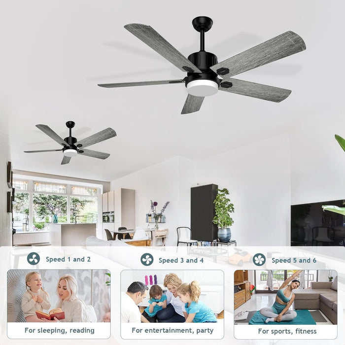 52 in. Remote Control Ceiling Fan and Light, Black Outdoor Ceiling Fan, Nice Ceiling Fans, 5 Blades Outdoor Patio Fans, Porch Ceiling Fans-10-ErisView
