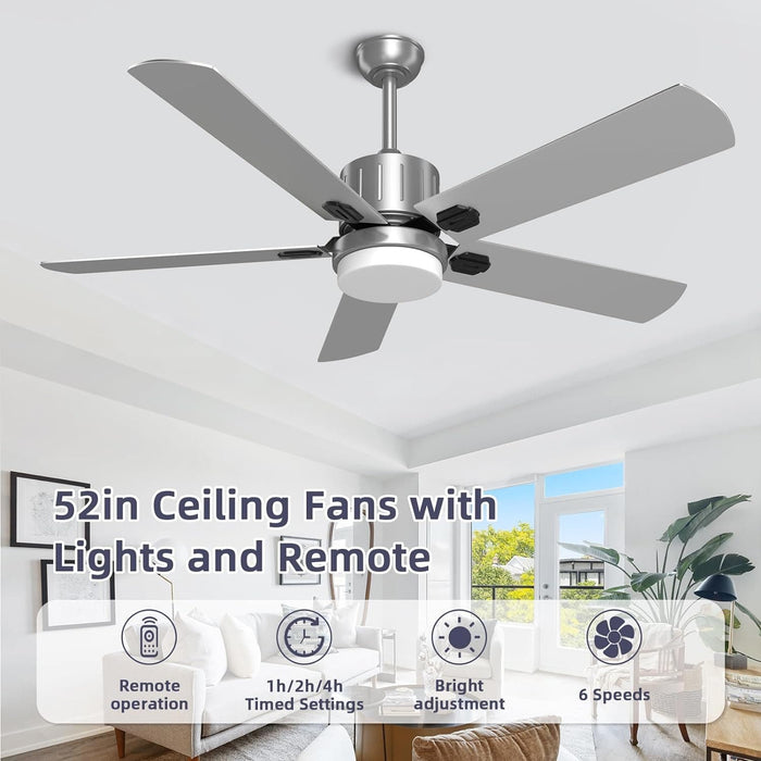 52 in. Remote Control Ceiling Fan and Light, Black Outdoor Ceiling Fan, Nice Ceiling Fans, 5 Blades Outdoor Patio Fans, Porch Ceiling Fans-16-ErisView