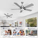 52 in. Remote Control Ceiling Fan and Light, Black Outdoor Ceiling Fan, Nice Ceiling Fans, 5 Blades Outdoor Patio Fans, Porch Ceiling Fans-17-ErisView