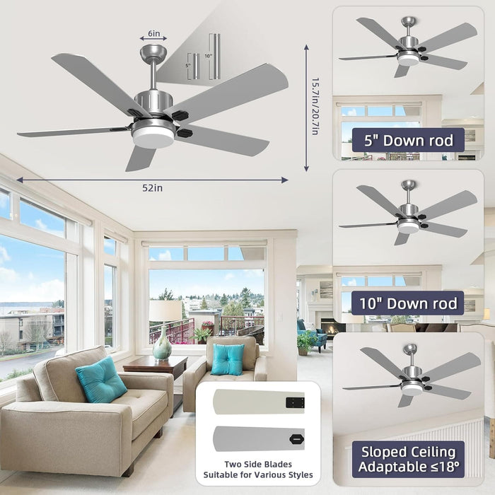 52 in. Remote Control Ceiling Fan and Light, Black Outdoor Ceiling Fan, Nice Ceiling Fans, 5 Blades Outdoor Patio Fans, Porch Ceiling Fans-20-ErisView