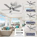 52 in. Remote Control Ceiling Fan and Light, Black Outdoor Ceiling Fan, Nice Ceiling Fans, 5 Blades Outdoor Patio Fans, Porch Ceiling Fans-20-ErisView