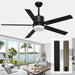 52 in. Remote Control Ceiling Fan and Light, Black Outdoor Ceiling Fan, Nice Ceiling Fans, 5 Blades Outdoor Patio Fans, Porch Ceiling Fans-22-ErisView