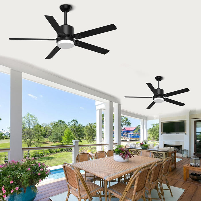 52 in. Remote Control Ceiling Fan and Light, Black Outdoor Ceiling Fan, Nice Ceiling Fans, 5 Blades Outdoor Patio Fans, Porch Ceiling Fans-23-ErisView
