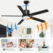 52 in. Remote Control Ceiling Fan and Light, Black Outdoor Ceiling Fan, Nice Ceiling Fans, 5 Blades Outdoor Patio Fans, Porch Ceiling Fans-26-ErisView