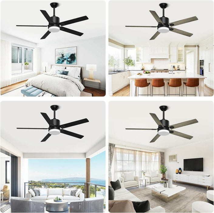 52 in. Remote Control Ceiling Fan and Light, Black Outdoor Ceiling Fan, Nice Ceiling Fans, 5 Blades Outdoor Patio Fans, Porch Ceiling Fans-28-ErisView