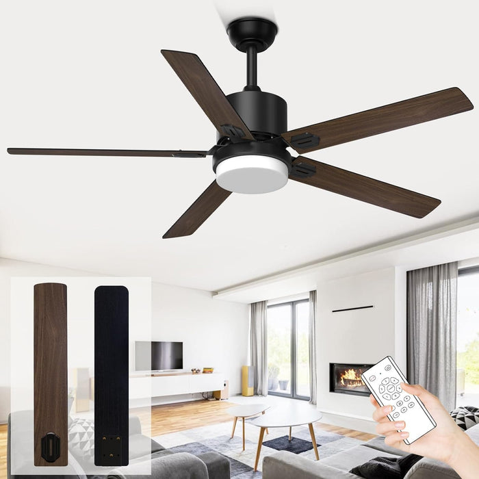 52 in. Remote Control Ceiling Fan and Light, Black Outdoor Ceiling Fan, Nice Ceiling Fans, 5 Blades Outdoor Patio Fans, Porch Ceiling Fans-29-ErisView