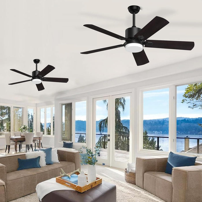 52 in. Remote Control Ceiling Fan and Light, Black Outdoor Ceiling Fan, Nice Ceiling Fans, 5 Blades Outdoor Patio Fans, Porch Ceiling Fans-2-ErisView
