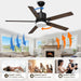 52 in. Remote Control Ceiling Fan and Light, Black Outdoor Ceiling Fan, Nice Ceiling Fans, 5 Blades Outdoor Patio Fans, Porch Ceiling Fans-33-ErisView