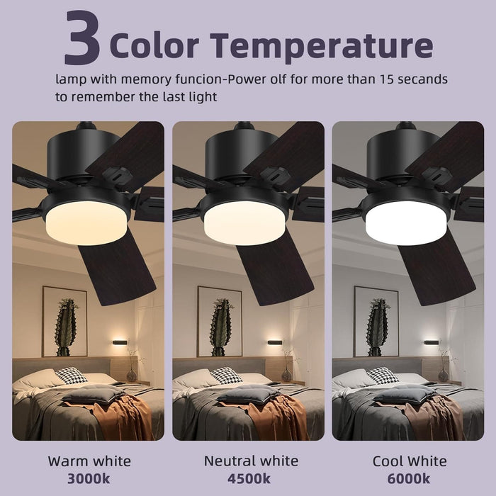 52 in. Remote Control Ceiling Fan and Light, Black Outdoor Ceiling Fan, Nice Ceiling Fans, 5 Blades Outdoor Patio Fans, Porch Ceiling Fans-4-ErisView