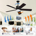 52 in. Remote Control Ceiling Fan and Light, Black Outdoor Ceiling Fan, Nice Ceiling Fans, 5 Blades Outdoor Patio Fans, Porch Ceiling Fans-5-ErisView